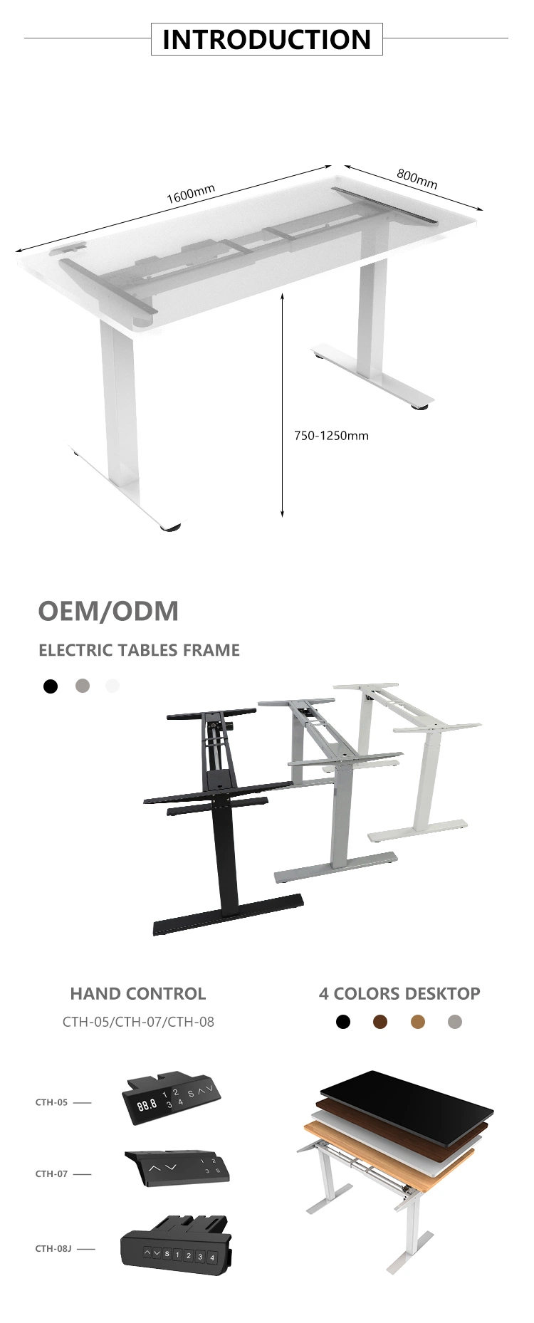 Popular Smart Electric Height Adjustable Lifting Desk Standing Table Frame