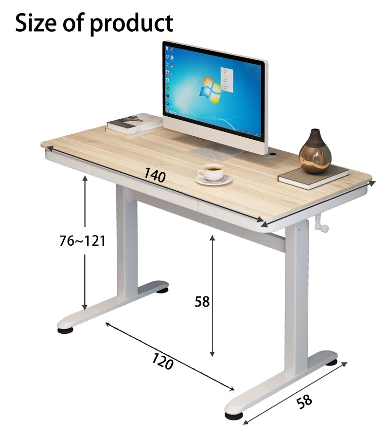 140cm Wood Desktop Standing Manual Height Adjustable School Study Sit Stand Desk for Home Office